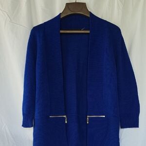 Blue Open-Front Sweater